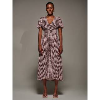 Jolie Moi Jolie Moi Pink Mesh Short Sleeve Midaxi Dress - 14