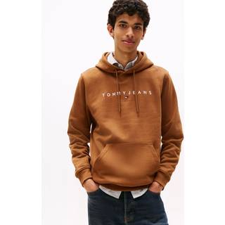 Tommy Jeans Tommy Jeans Brown Linear Logo Embroidery Kangaroo Pocket Hoodie