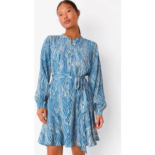 Whistles Whistles Blue Petite Zebra Print Flippy Mini Dress - EU 44 (UK 16)