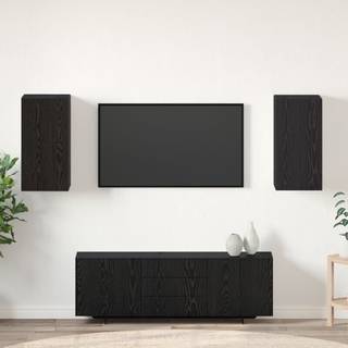 Væg TV Skab 2 pcs Sort eg 30,5 x 30 x 60 cm Konstrueret træ