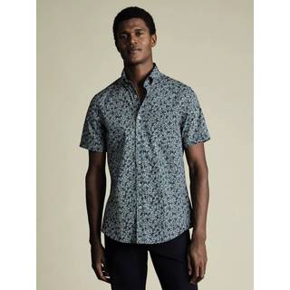 Charles Tyrwhitt Charles Tyrwhitt Marineblå Multi Strygelig Slim Fit Skjorte med Stretch og Blomsterprint - Middel