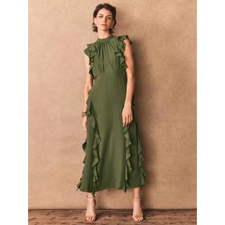 Mint Velvet Mint Velvet Green High Neck Ruffle Maxi Dress - EU 40 (UK 12)