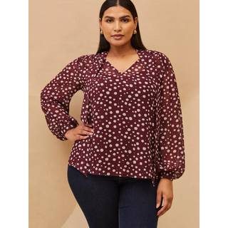 Live Unlimited Live Unlimited Purple Spot Print Neck Tie Blouse