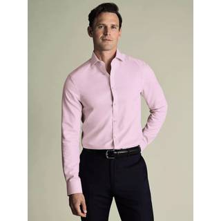 Charles Tyrwhitt Charles Tyrwhitt Pink Non-Iron Stretch Burlington Weave Ca Slim Fit Shirt - EU 44 Regular