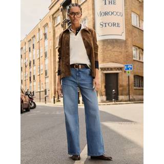 Baukjen Baukjen Blue Emery Stretch Wide Leg Jeans Mid Wash