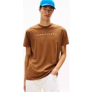 Tommy Jeans Tommy Jeans Brown Linear Logo Embroidery Crew Neck T-Shirt