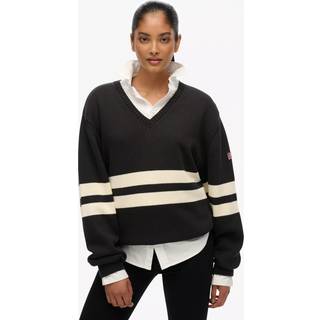 Superdry Superdry Grey Oversized Striped V-Neck Jumper