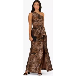 Adrianna Papell Adrianna Papell Brown One Shoulder Jacquard Gown - EU 44 (UK 16)