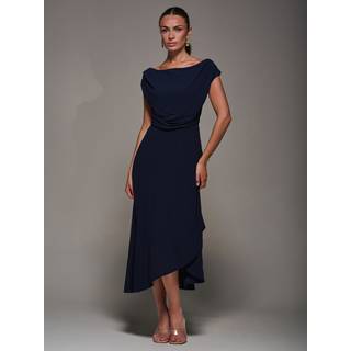 Jolie Moi Jolie Moi Blue Textured Jersey Asymmetric Midi Dress - EU 40 (UK 12)