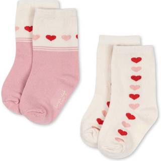 Konges Sløjd 2-pak Jaquard-strømper Heart  Heart 17-18 EU  Lyserød  17-18 EU  kvinde