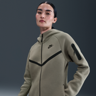 Nike Sportswear Tech Fleece Windrunner-hættetrøje med lynlås til kvinder - grøn - XL (EU 48-50)