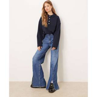 Gina Tricot-Knitted collar sweater-poloshirts-Blå-XS-Dame