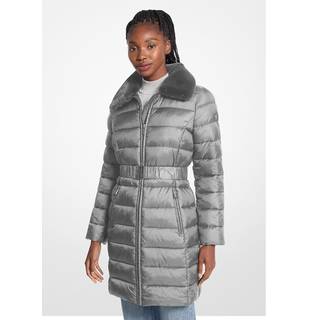 MK Packable Quilted Nylon Puffer Coat - Grey - Michael Kors - XXS