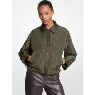 MK Nylon Cropped Reversible Bomber Jacket - Green - Michael Kors - XS