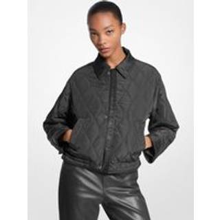 MK Nylon Cropped Reversible Bomber Jacket - Black - Michael Kors - XS