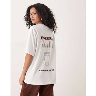 Gina Tricot-Printed oversized tee-T-shirt med print-Hvid-XL-Dame