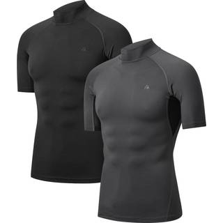 MEN'S SHORT SLEEVE COMPRESSION SHIRT - Black | Grey / L / 2-Pack
