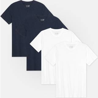 MODAL V-NECK T-SHIRT FOR MEN - White | Dark Navy / M / 4-Pack