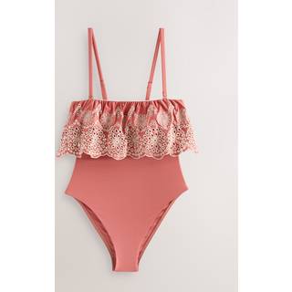 Next Rose Pink Bandeau Embriodered Frill Tummy Shaping Control Swimsuit