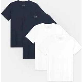 MODAL CREW NECK T-SHIRT FOR MEN - White | Dark Navy / M / 4-Pack
