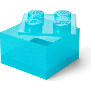 LEGO Storage Brick 4 Top Lid Glitter Light Blue