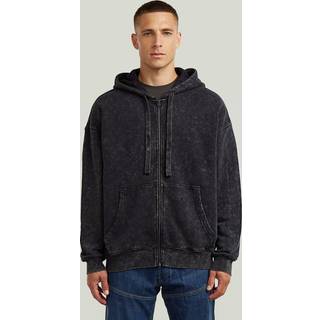 Washed Loose Full Zip Hoodie - Black - Men