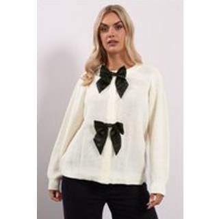 Yours Curve Yours Curve White Satin Bow Cardigan