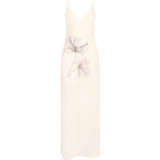 Hunkemöller Floral lang underkjole i satin hvid - L