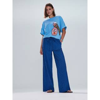 Next Blue/Black Textured Gingham Wide Leg Trousers