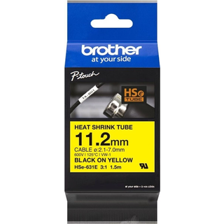 Brother HSe-231E krympeflextape, 11.2mm, sort/gul