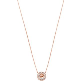 MK Fulton Precious Metal-Plated Pavé Logo Charm Necklace - Rose Gold - Michael Kors - ONE SIZE