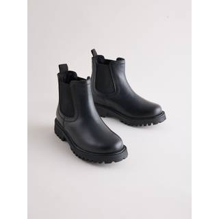 Next Black Standard Fit (F) Leather Warm Lined Chelsea Boots