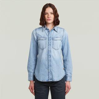 Slim Western Shirt - Light blue - Women