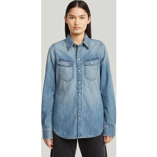 Slim Western Shirt - Medium blue - Women