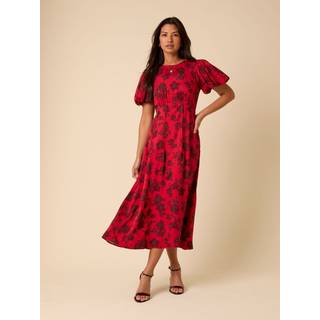 Nobody's Child Nobodys Child Red Floral Print Quinn Midi Dress - 38