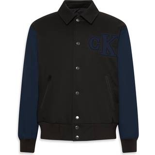 Nylon Cotton Varsity Bomber Jacket - Black - S