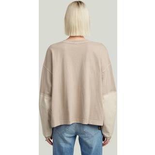 Washed 3D Mix Oversized T-Shirt - Beige - Women