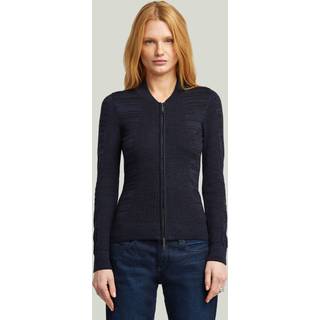 3D Biker Knit Slim Full Zip Knit - Multi color - Women