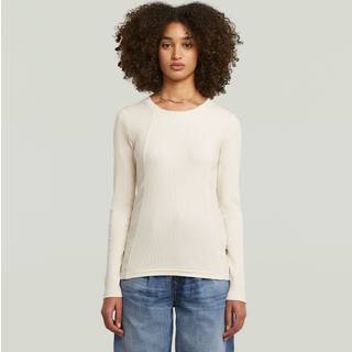 A-Line Slim Rib T-Shirt - White - Women