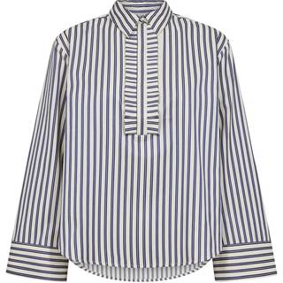 SamsonCC Stripe Frill Skjorte, Navy, XL