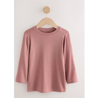 Next Rose Pink Ribbed Elbow Length Crew Neck Top with TENCEL Lyocell