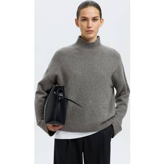 Cille Cashmere Blend Striktrøje, Medium Grey Melange, S