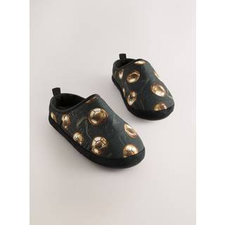 Next Black/Gold Football Warm Lined Slipper Mules