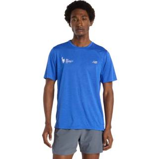 New Balance NYC Marathon Athletics SS Tee til mænd - Blå Gemstone Heather, ideel til løb og træning
