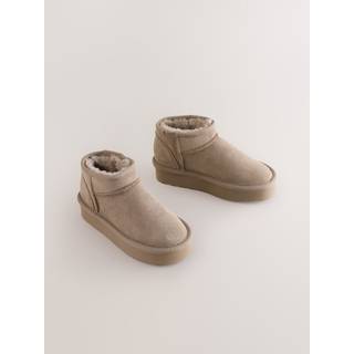 Next Mink Standard Fit (F) Flatform Mini Warm Lined Water Repellent Suede Pull-On Boots