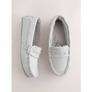 Next Grey Corduroy Moccasin Slippers
