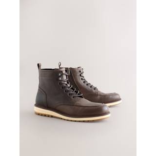 Next Brown Tall Leather Apron Toe Boots