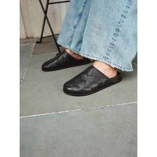 Next Black Signature Premium Leather Weave Footbed Mules - eu39