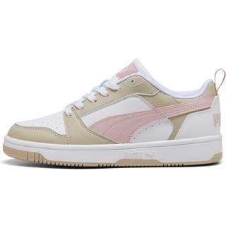 PUMA Rebound V6 Lo Kids&#39; Sneakers, Shoes, White/Mauve Mist/Desert Dust, 33