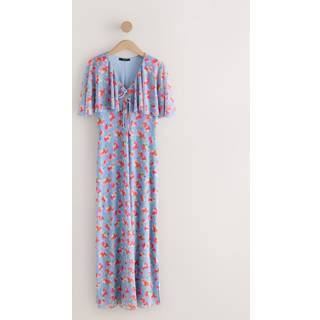 Next Blue Floral Occasion Mesh Cape Maxi Dress - 52